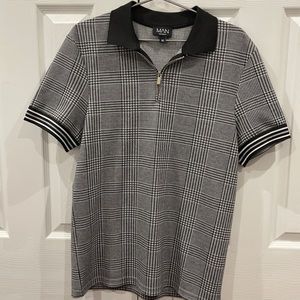 Plaid polo with zip details
